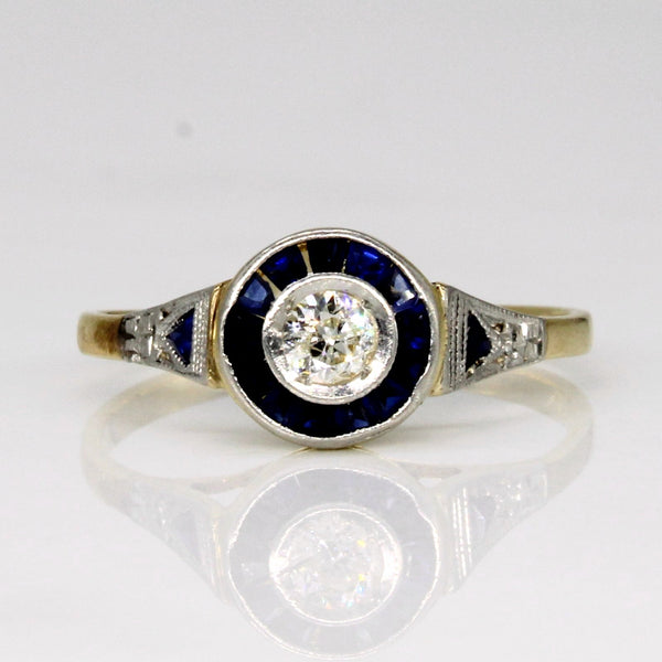 Early 1900s Old European Diamond & Synthetic Sapphire Ring | 0.25ctw, 0.12ctw | SZ 5.25 |