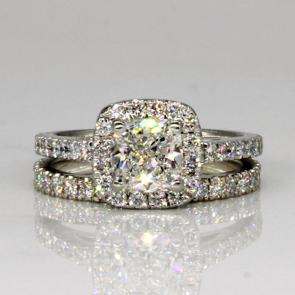 GIA Certified Diamond Wedding Ring Set | 1.65ctw VS2 G | SZ 3.75 |