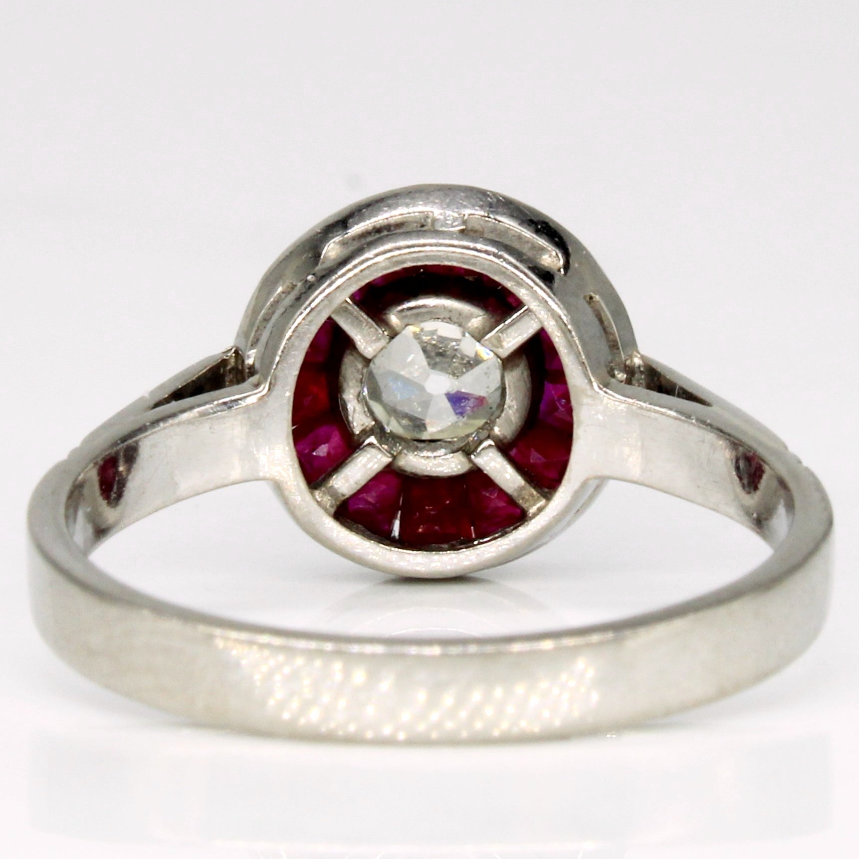Art Deco Old European Cut Diamond & Ruby Engagement Ring | 1.05ctw, 0.55ct | SZ 7.5 |