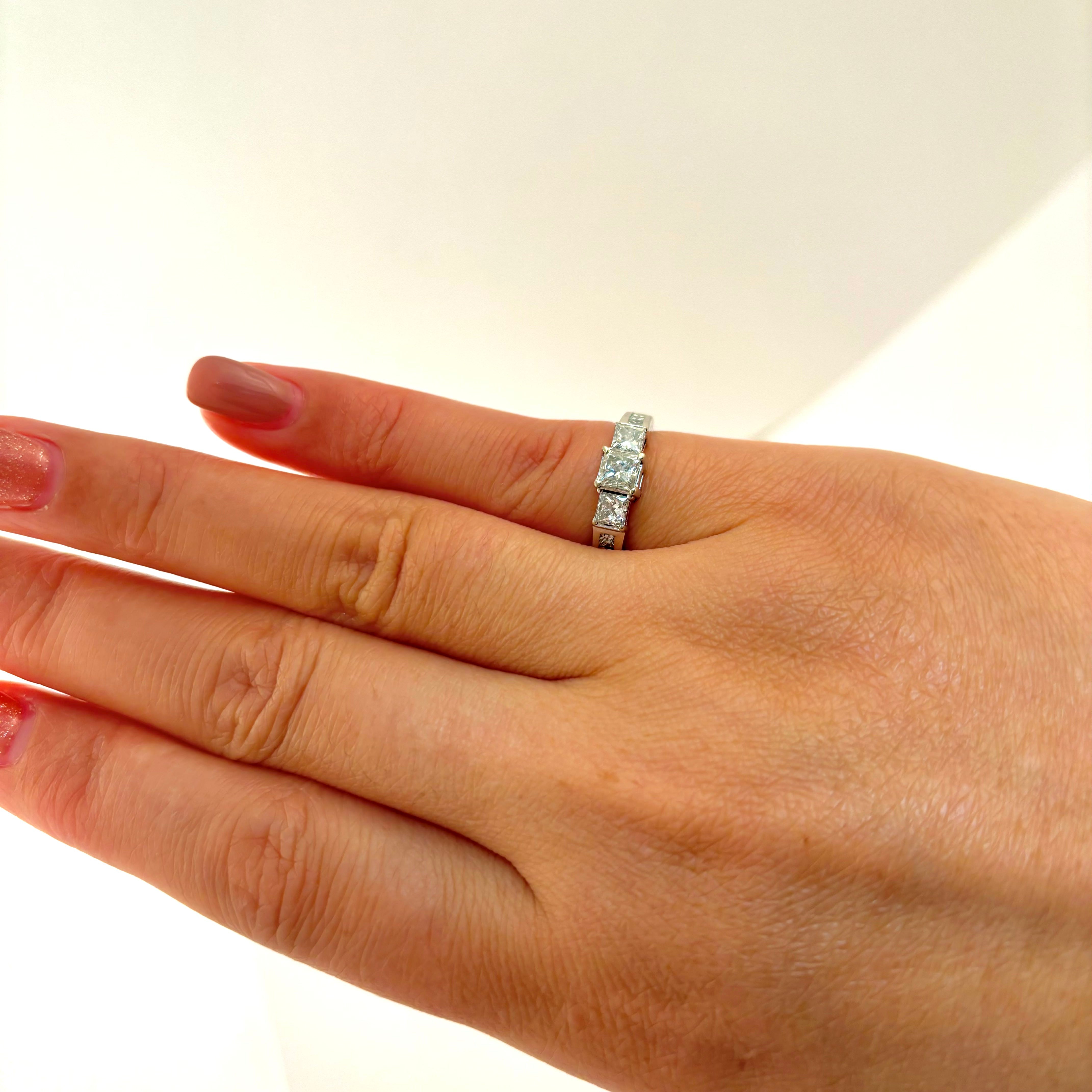 14k White Gold Princess Cut Diamond Ring | 0.97ctw | Size 4.5