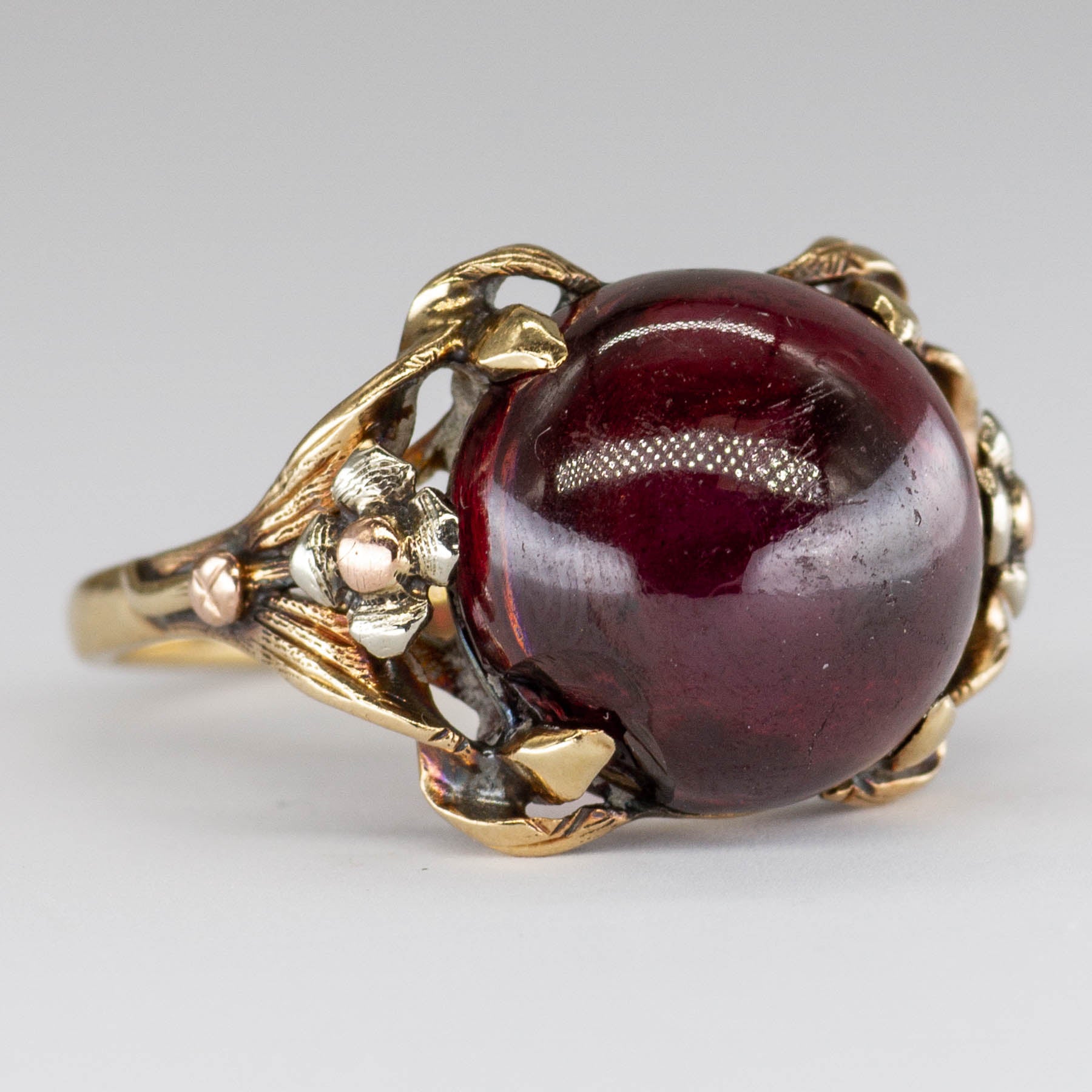 Garnet Cabochon 14k Gold Ring | 8.6 ctw | SZ 6.75 |