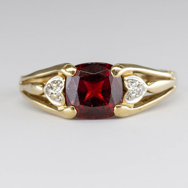 Garnet and Diamond Ring | 1.4 ctw, 0.01ctw | SZ 6.5 |