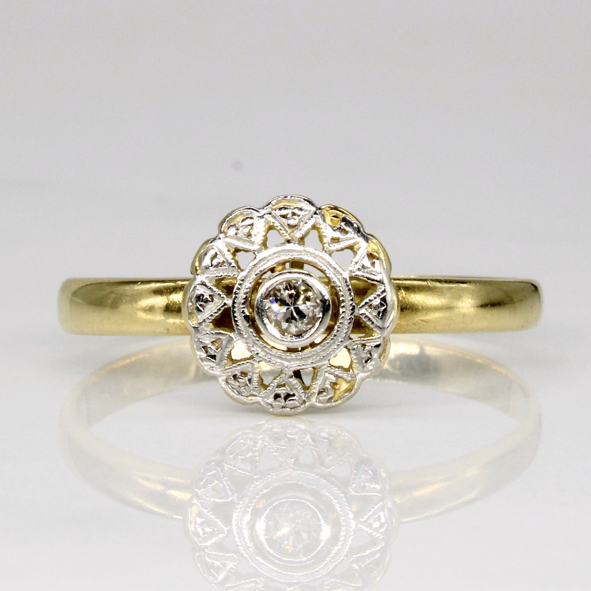 Vintage 18k Transitional Cut Diamond  Ring | 0.06ct | SZ 10.75 |