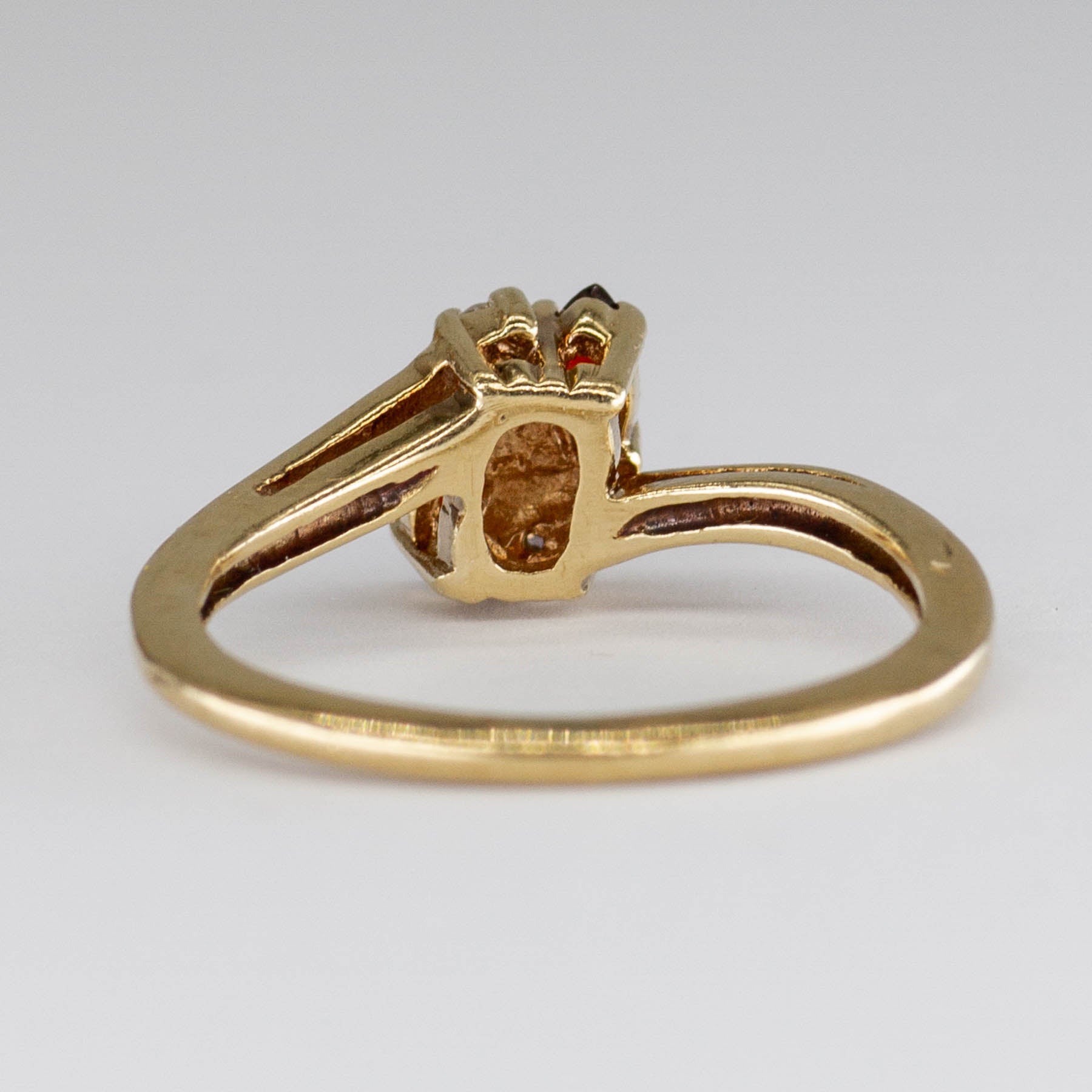Garnet and Diamond 10K Gold Ring | 0.14 ctw, 0.02ctw  | SZ 4 |