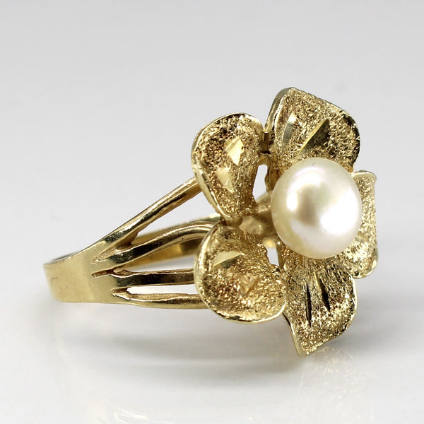 Flower Design Pearl Ring | SZ 7 |