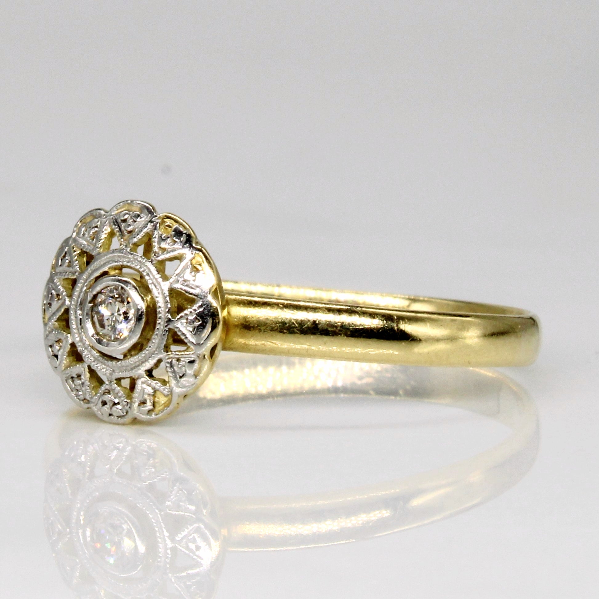 Vintage 18k Transitional Cut Diamond  Ring | 0.06ct | SZ 10.75 |