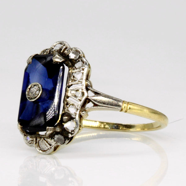 Vintage Synthetic Sapphire & Rose Cut Diamond Ring | 1.50ct, 0.08ctw | SZ 5.75 |