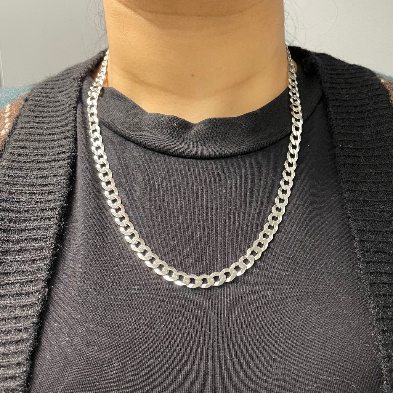 White Gold Curb Link Chain | 22"|