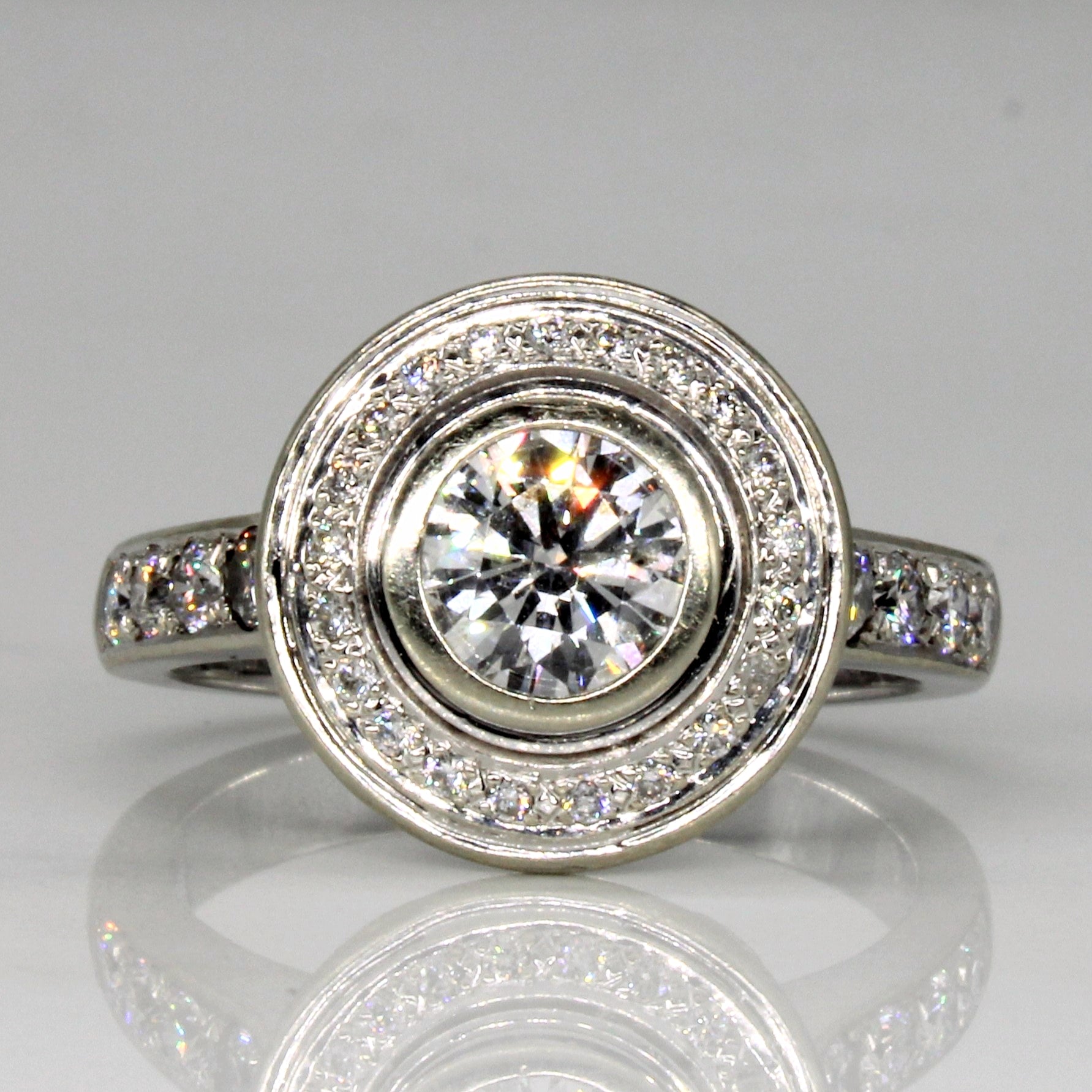 Bague de fiançailles avec halo de diamants | 1,92 ct | Taille 9,25 | 