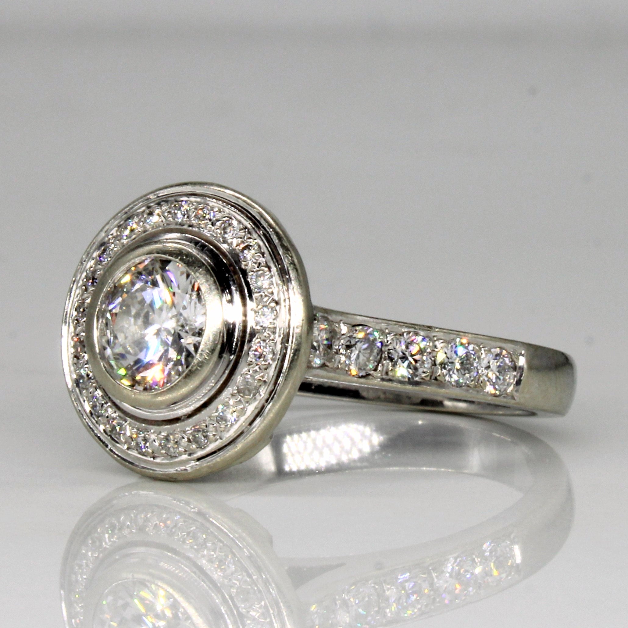 Bague de fiançailles avec halo de diamants | 1,92 ct | Taille 9,25 | 