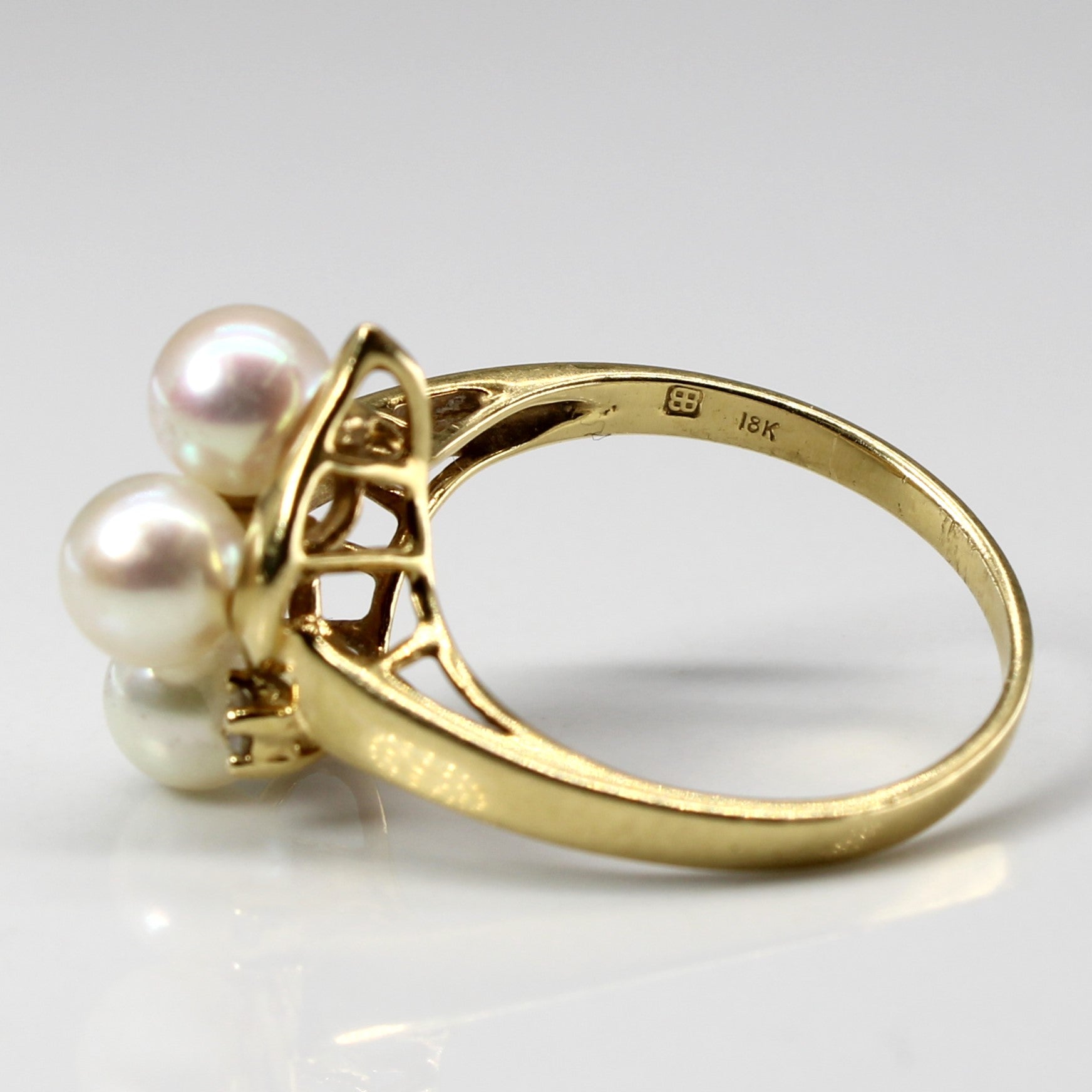 Bypass Pearl & Diamond Ring | 0.04ctw | SZ 6 |