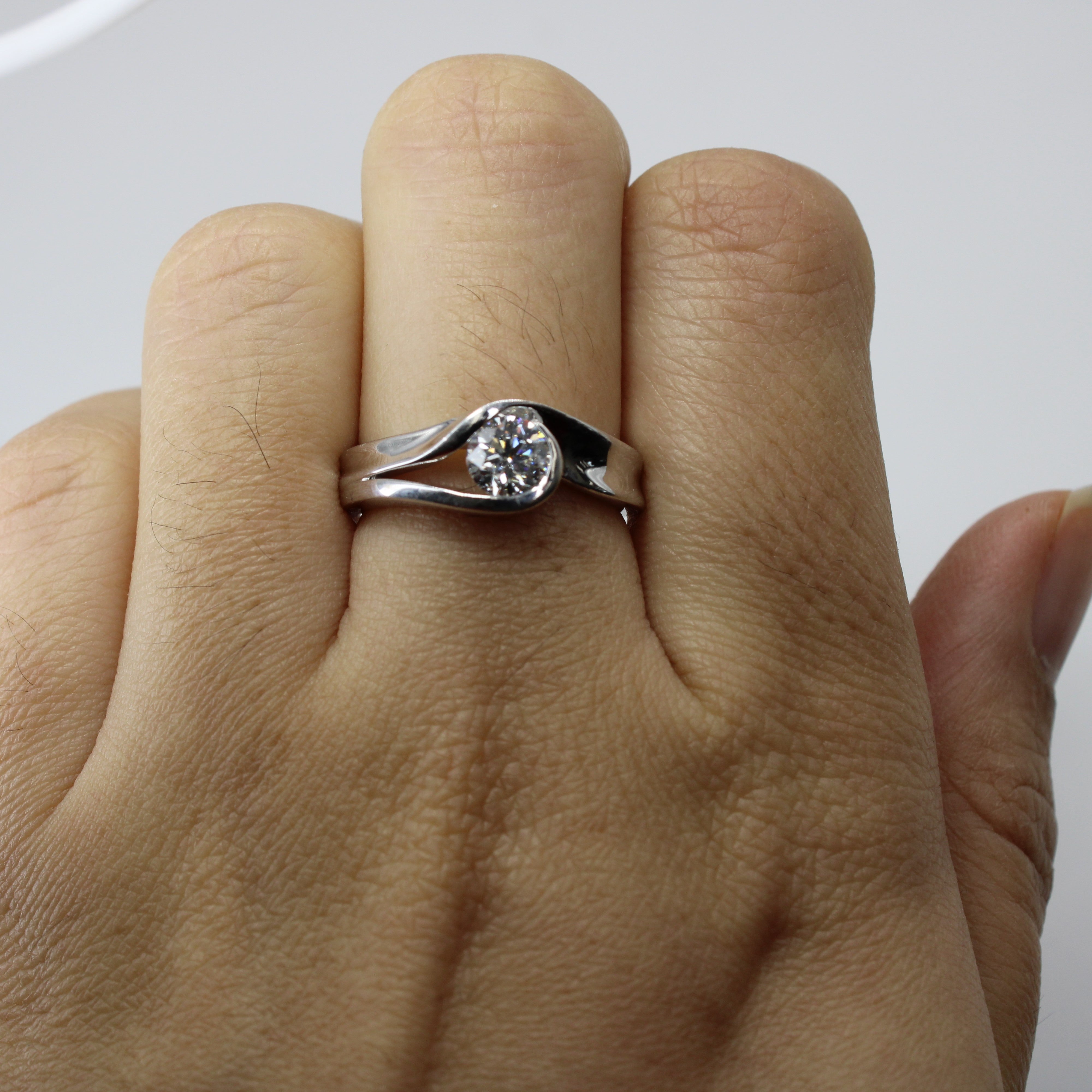 Canadian Diamond Semi Bezel Diamond Engagement Ring | 0.60ct I1 F | SZ 6.5 |