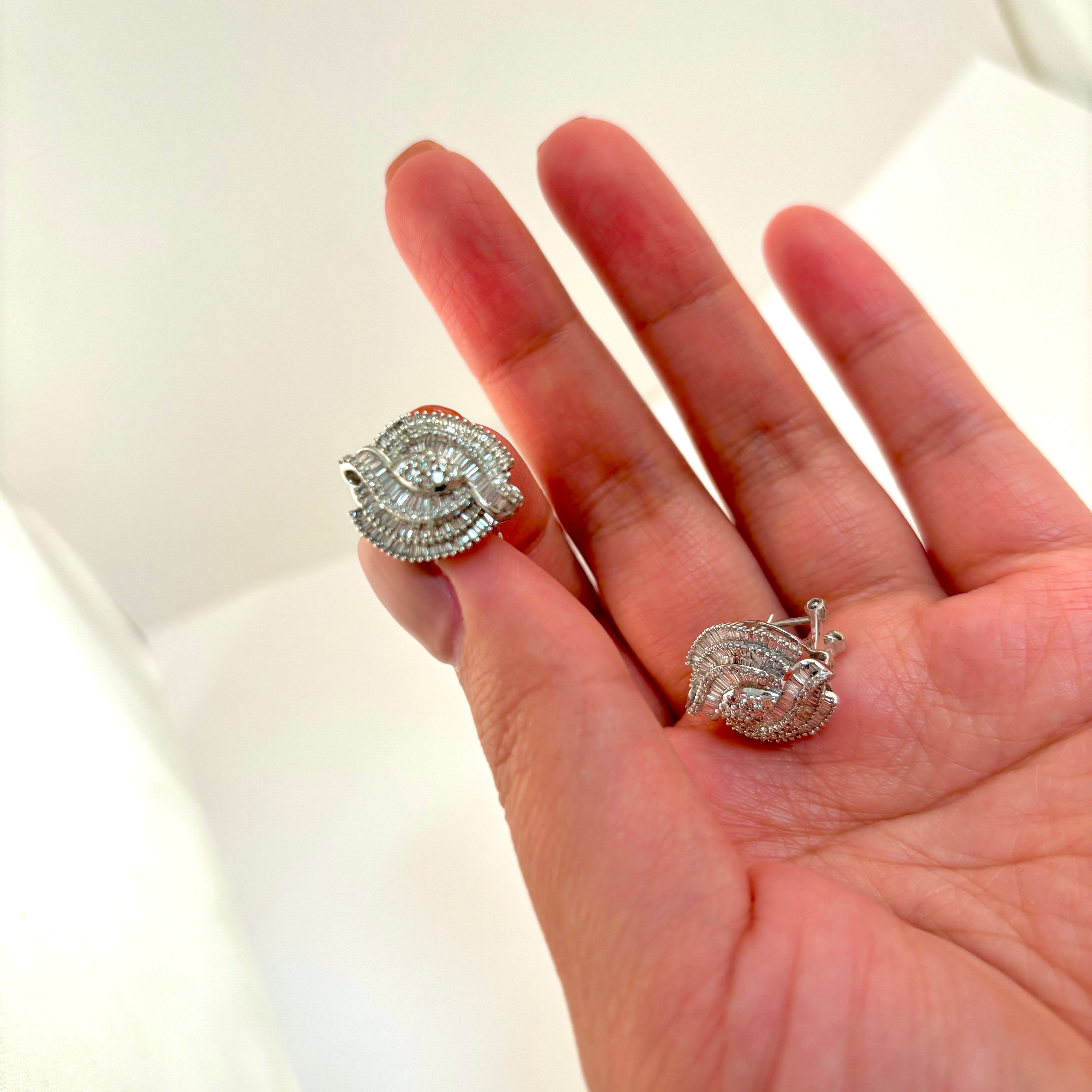 18k White Gold Omega-back Post Earring | 2.05ctw |