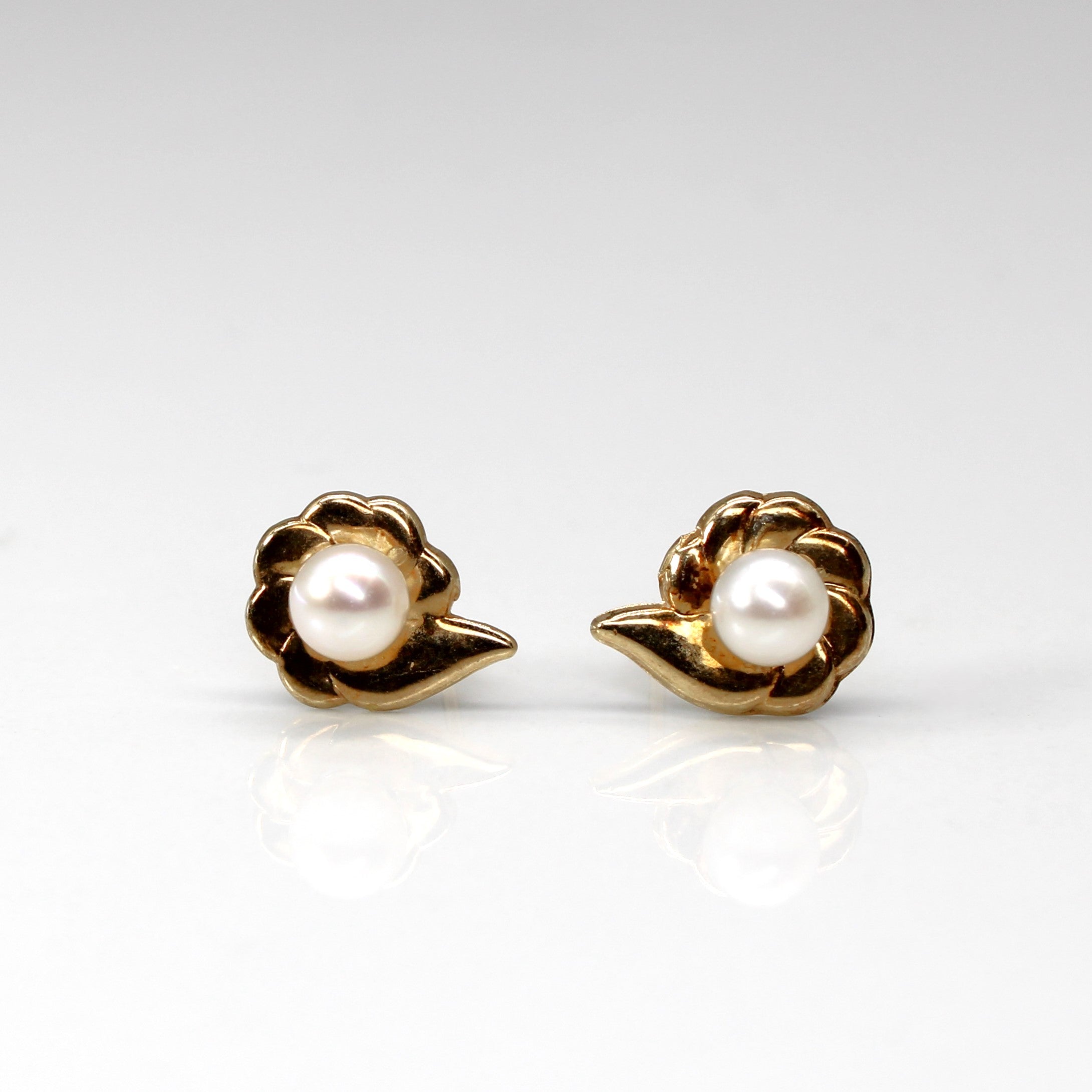 Pearl & Gold Stud Earrings