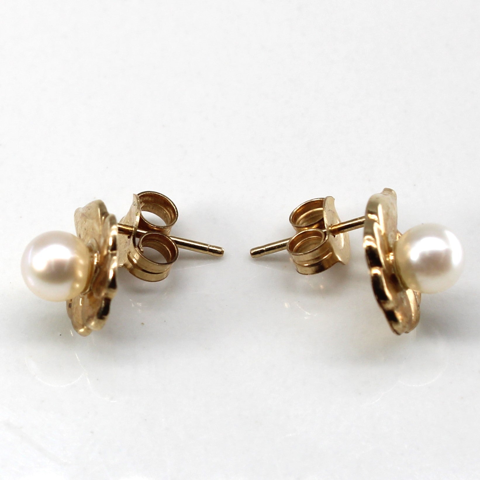 Pearl & Gold Stud Earrings