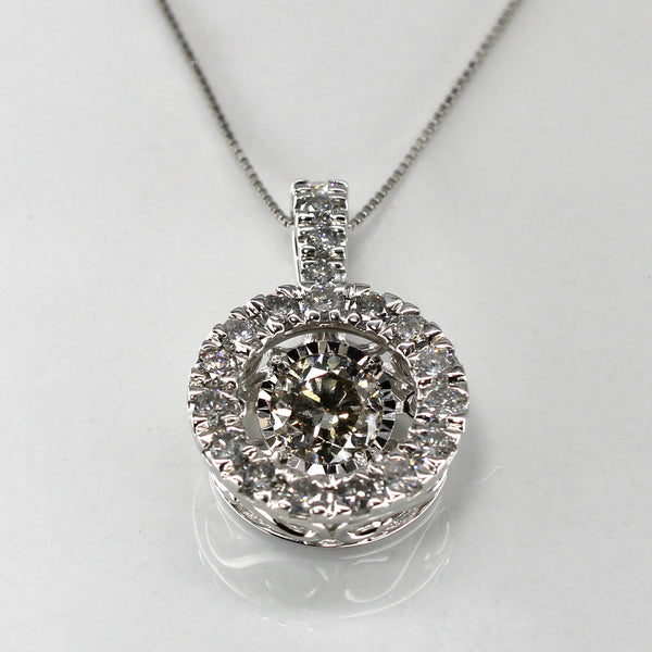Halo Style Hanging Diamond Pendant Necklace | 1.50ctw | 18