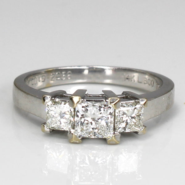 Three Stone Princess Canadian Diamond Ring | 1.02ctw I1 G/H | SZ 7 |