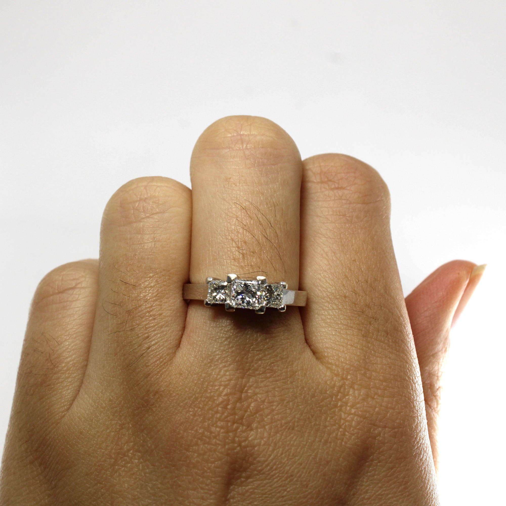 Three Stone Princess Canadian Diamond Ring | 1.02ctw I1 G/H | SZ 7 |