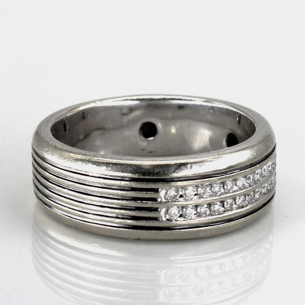 Channel Diamond Grooved 10k Band | 0.1ctw | SZ 9.75 |