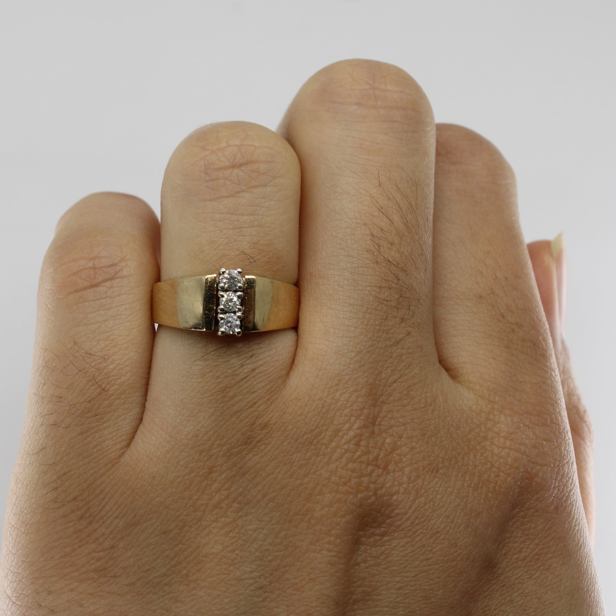 Prong Set 3 Stone Diamond Ring | 0.15ctw | SZ 5.25 |