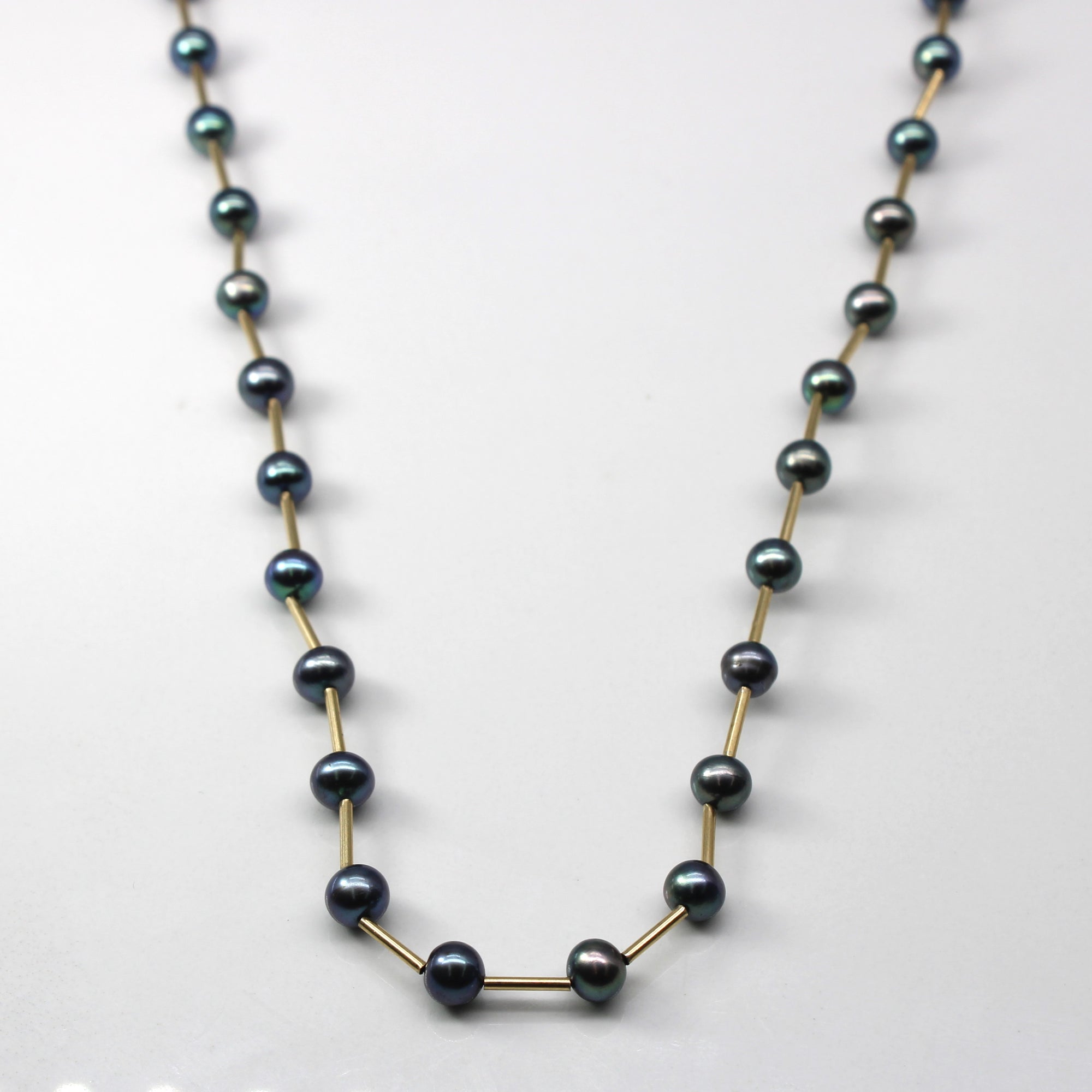 Black Pearl Gold Necklace | 18