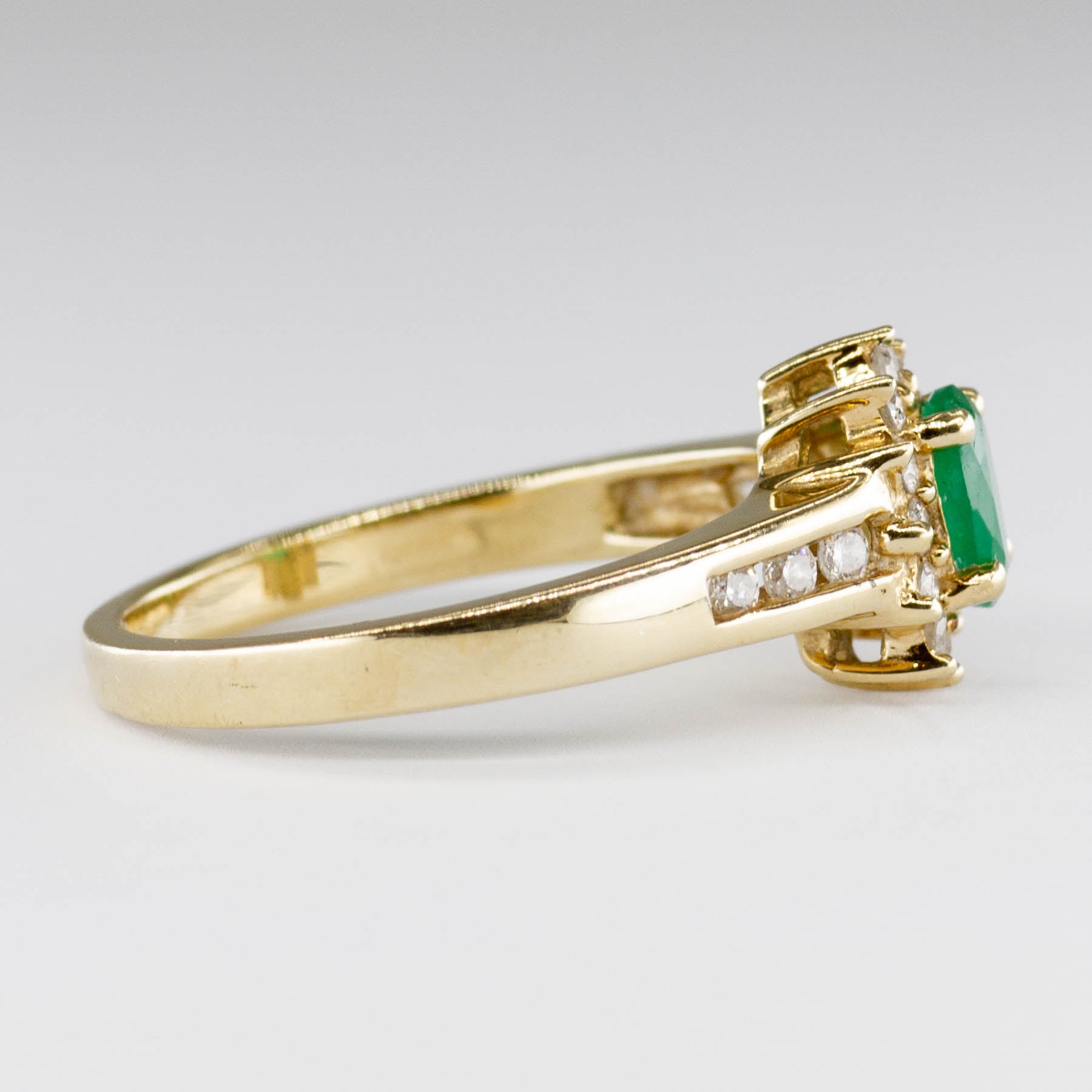Emerald & Diamond Halo 10k Ring | 0.35ctw, 0.25ct | SZ 7.5 |