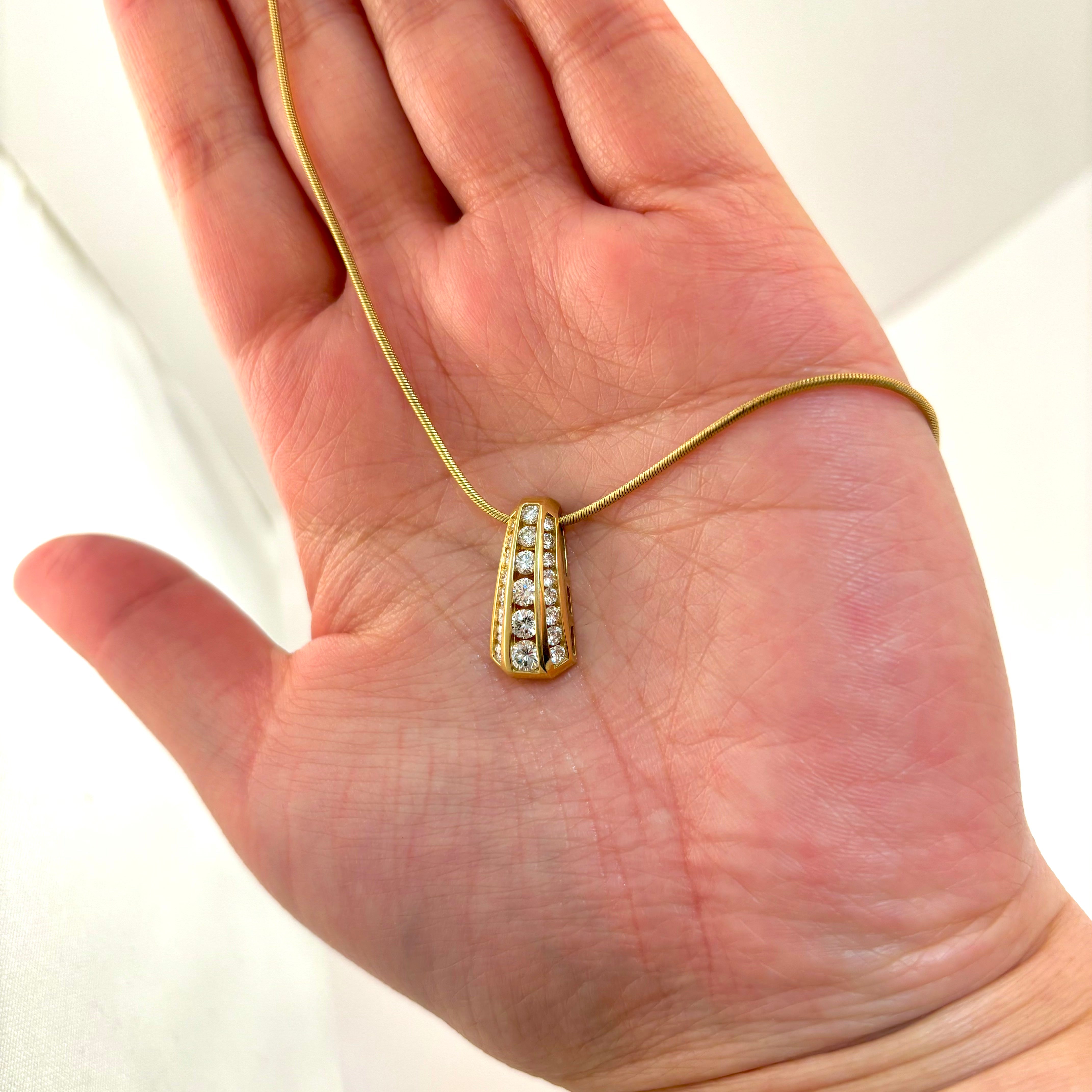 14k Yellow Gold Diamond Necklace | 1.00ctw | 17"