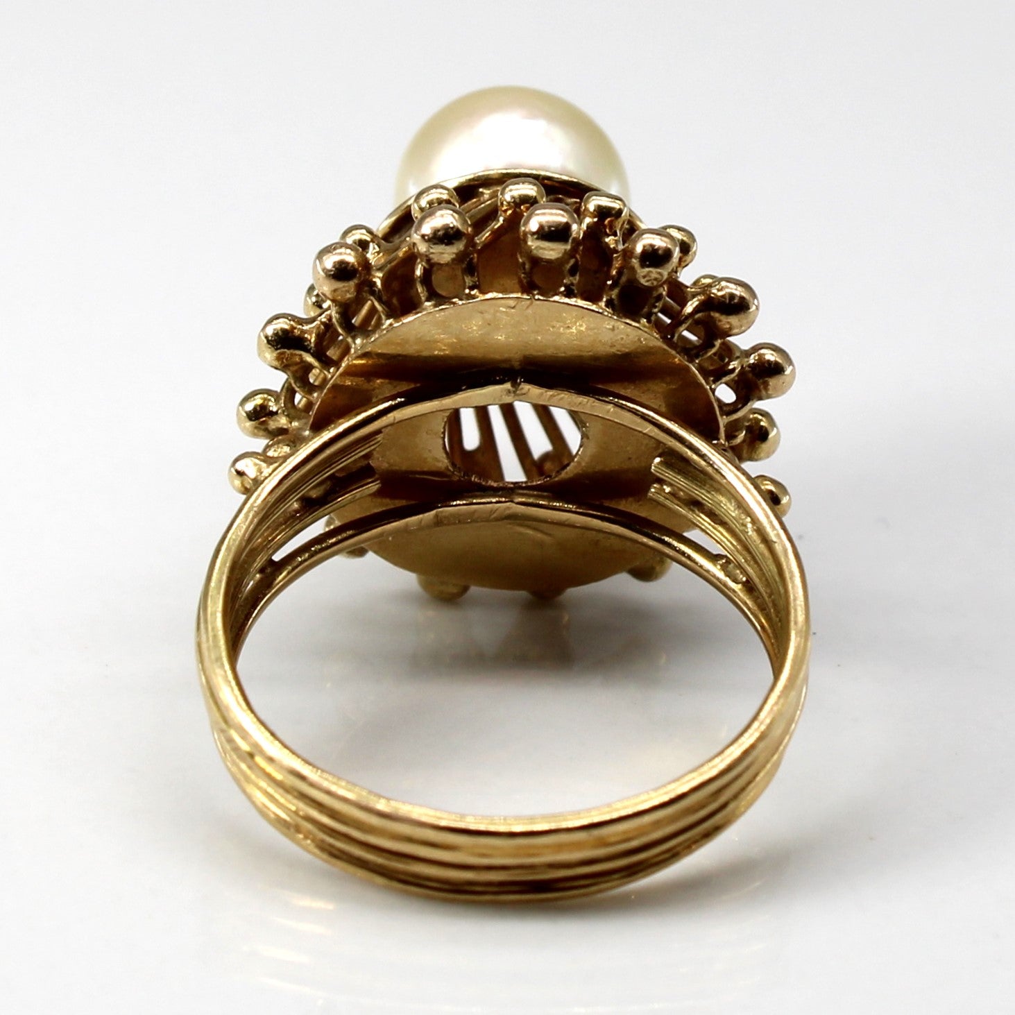 Textured High Set Pearl Ring | SZ 5 |