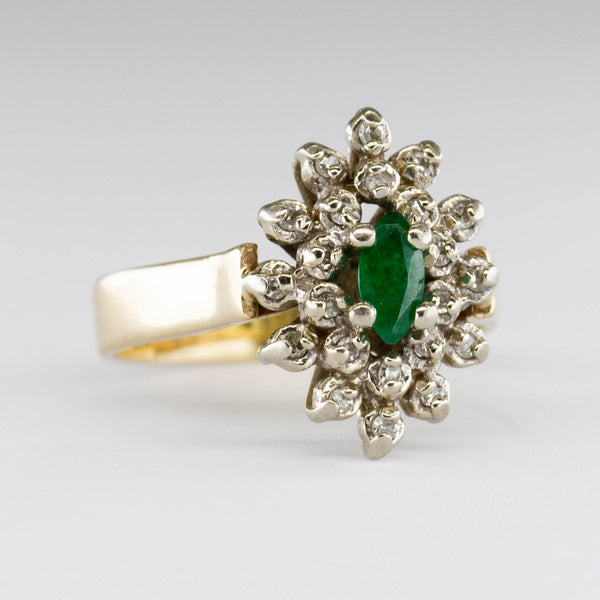 Marquise Emerald & Diamond Halo 10k Ring | 0.14ct, 0.11ctw | SZ 4.75 |