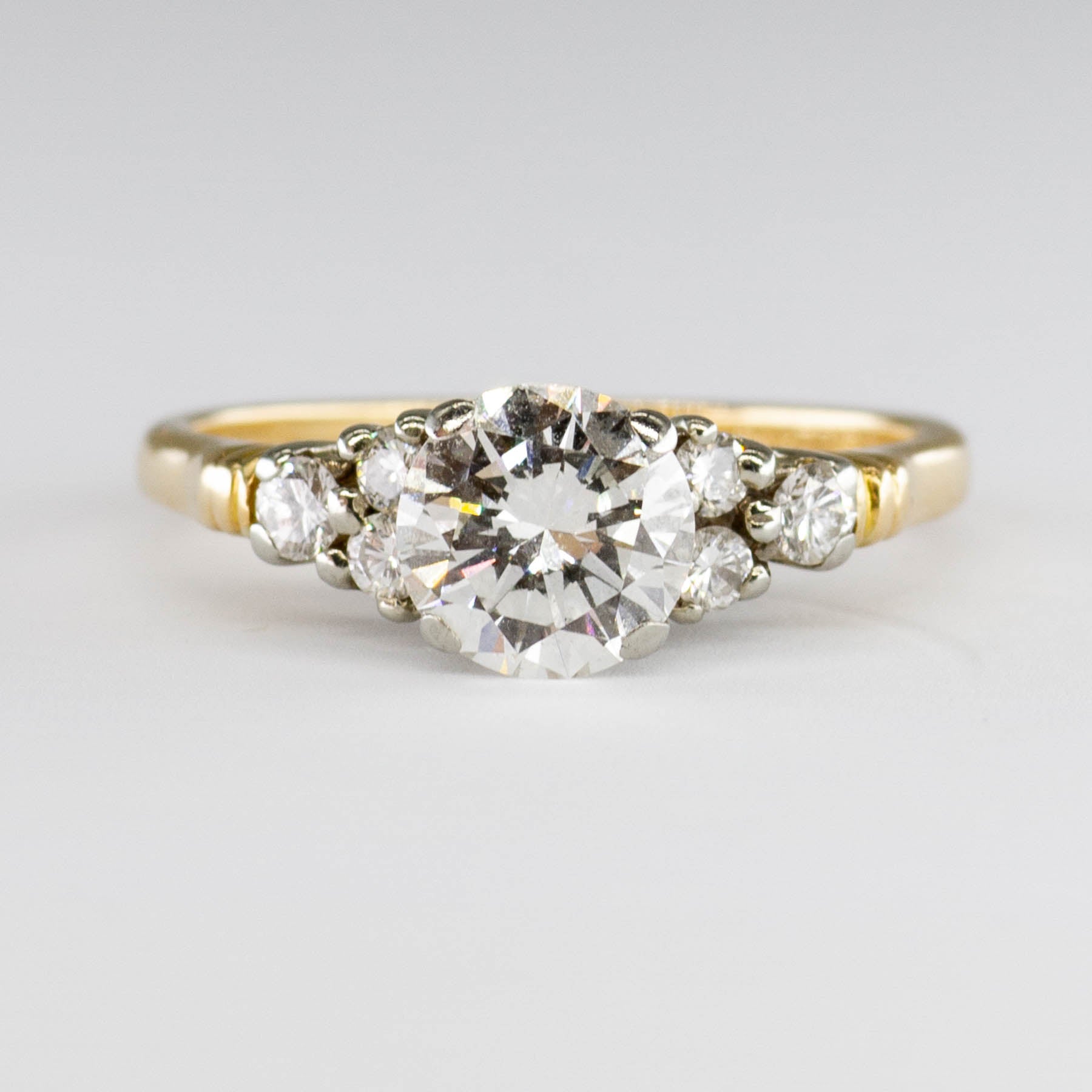 Bague de fiançailles en or 18 carats avec diamants d'accent | Diamant central de 1,10 ct VS J/K, total de 0,25 ct | Taille 6,25 | 