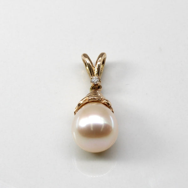 Pearl Drop Pendant with Diamond | 0.02ct |