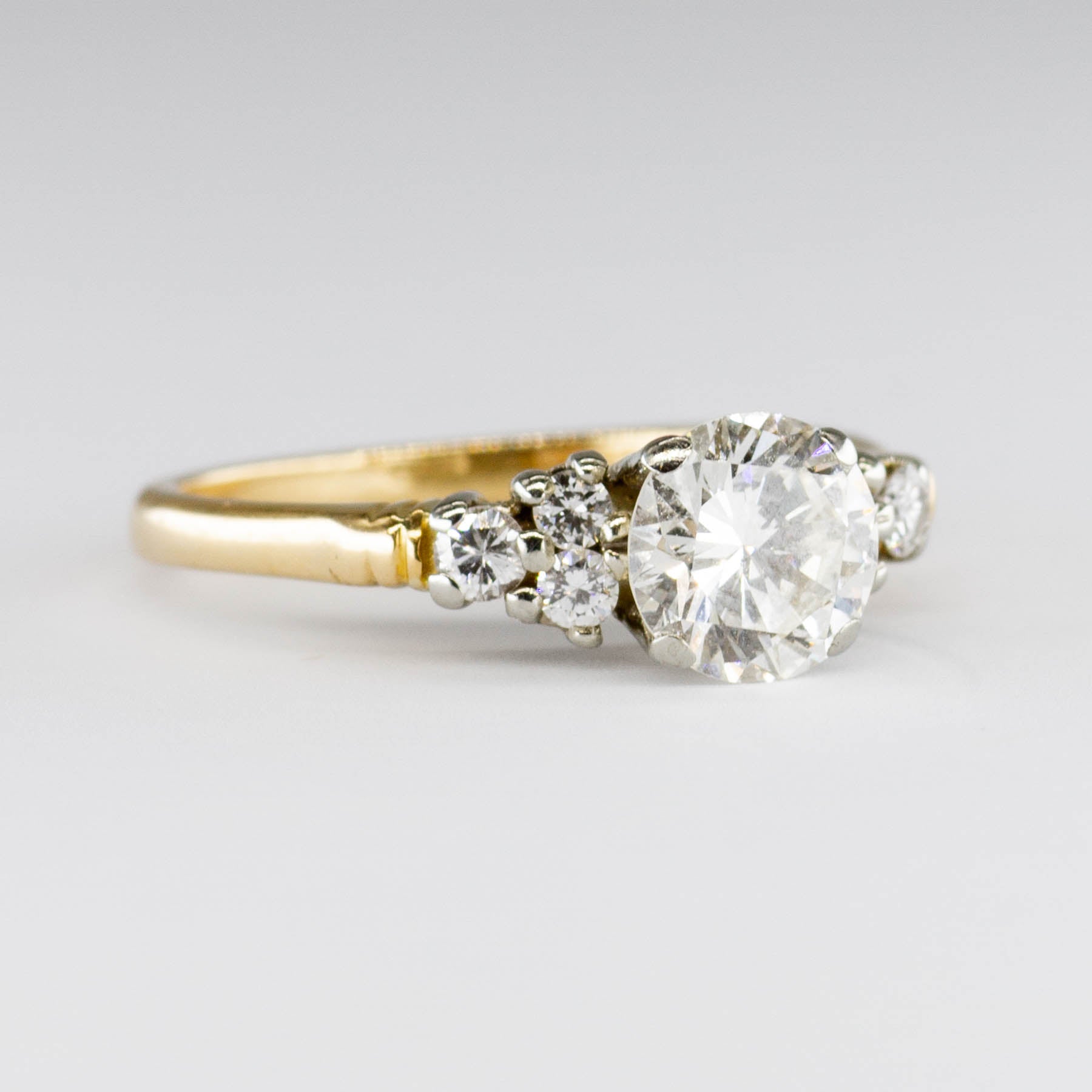 Bague de fiançailles en or 18 carats avec diamants d'accent | Diamant central de 1,10 ct VS J/K, total de 0,25 ct | Taille 6,25 | 