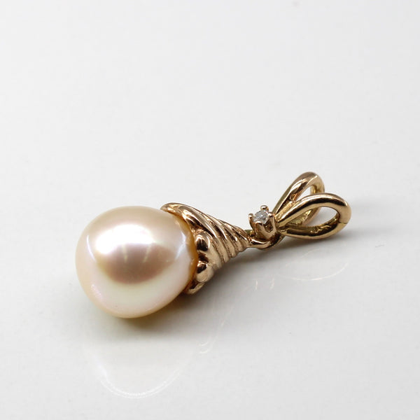 Pearl Drop Pendant with Diamond | 0.02ct |