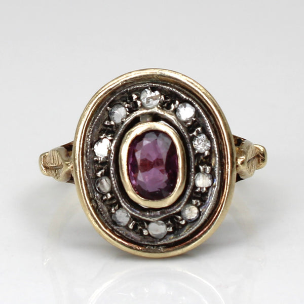 12k and Silver Ruby and Diamond Slice Vintage Ring | 0.45ctw, 0.10 ctw, | SZ 7 |