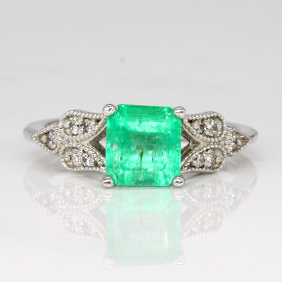 Emerald & Diamond Ring | 1.26ct, 0.14ctw | SZ 6.75 |