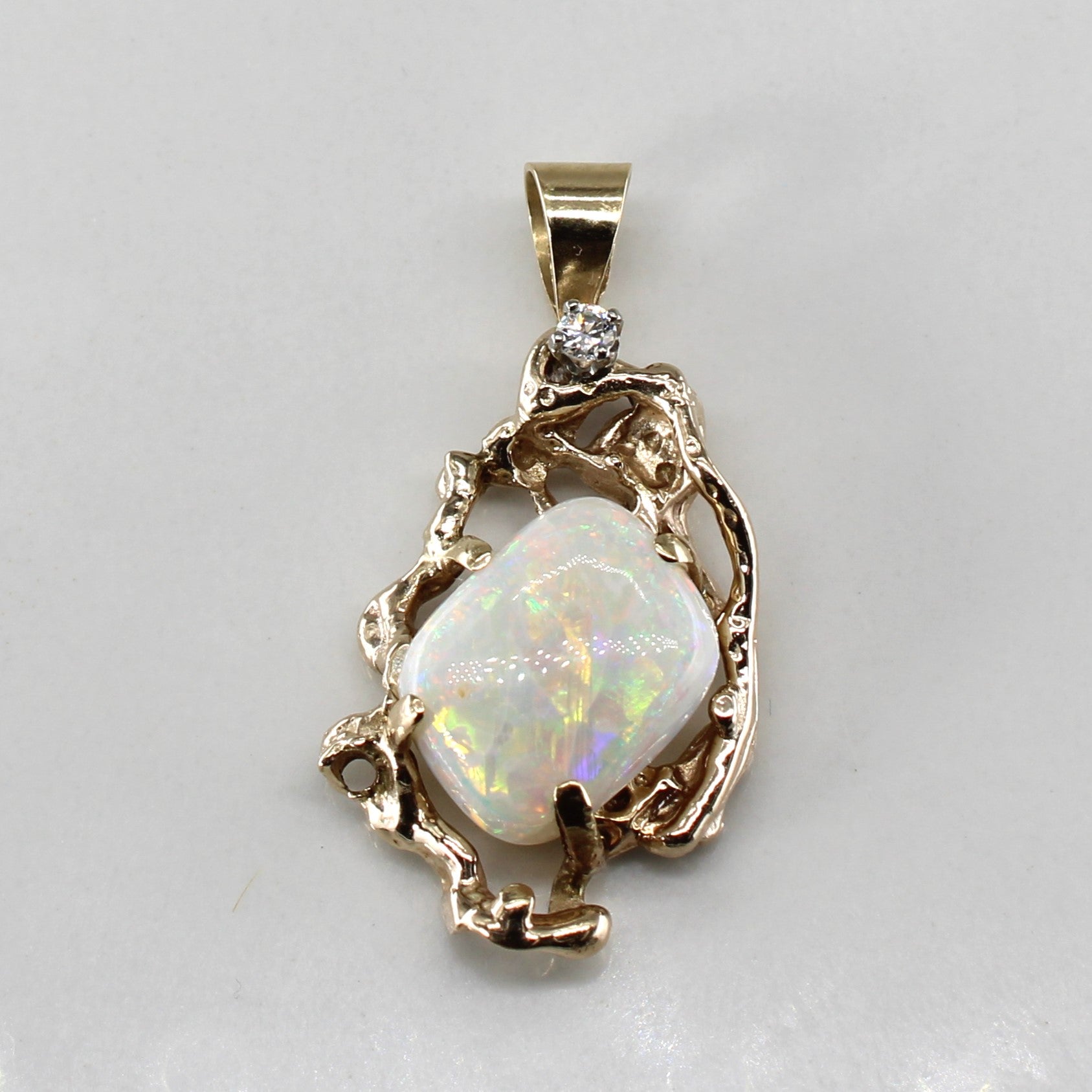 Opal & Diamond 14k Pendant | 2.4 ctw, 0.07ctw |