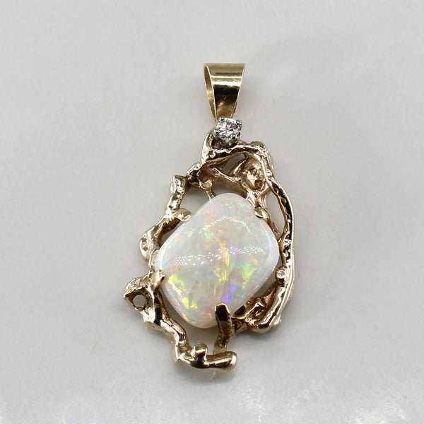 Opal & Diamond 14k Pendant | 2.4 ctw, 0.07ctw |