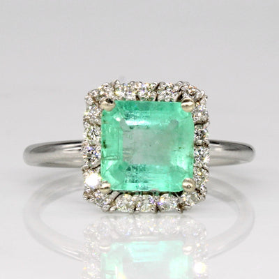 Emerald & Diamond Halo Ring | 1.58ct, 0.28ctw | SZ 6.25 |