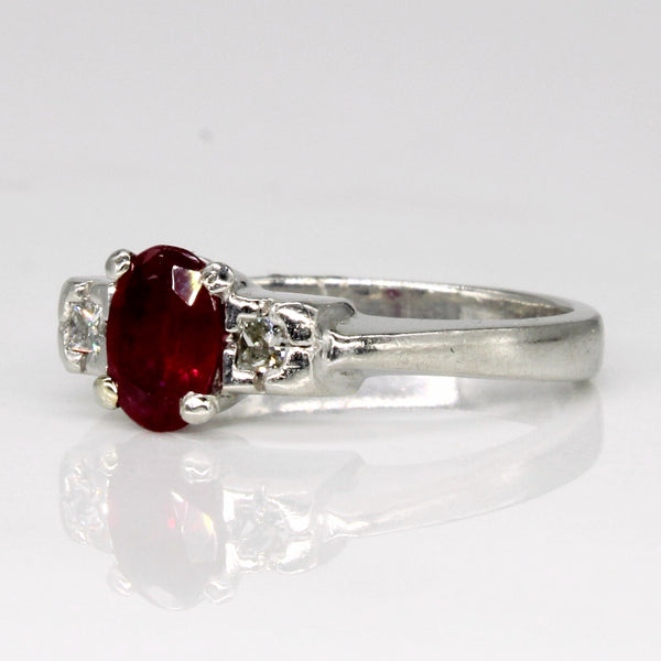Ruby & Diamond Three Stone Ring | 0.65ct, 0.10ctw | SZ 6 |