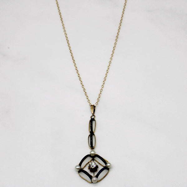 Art Nouveau Diamond and Enamel Necklace | 0.13ct | 16