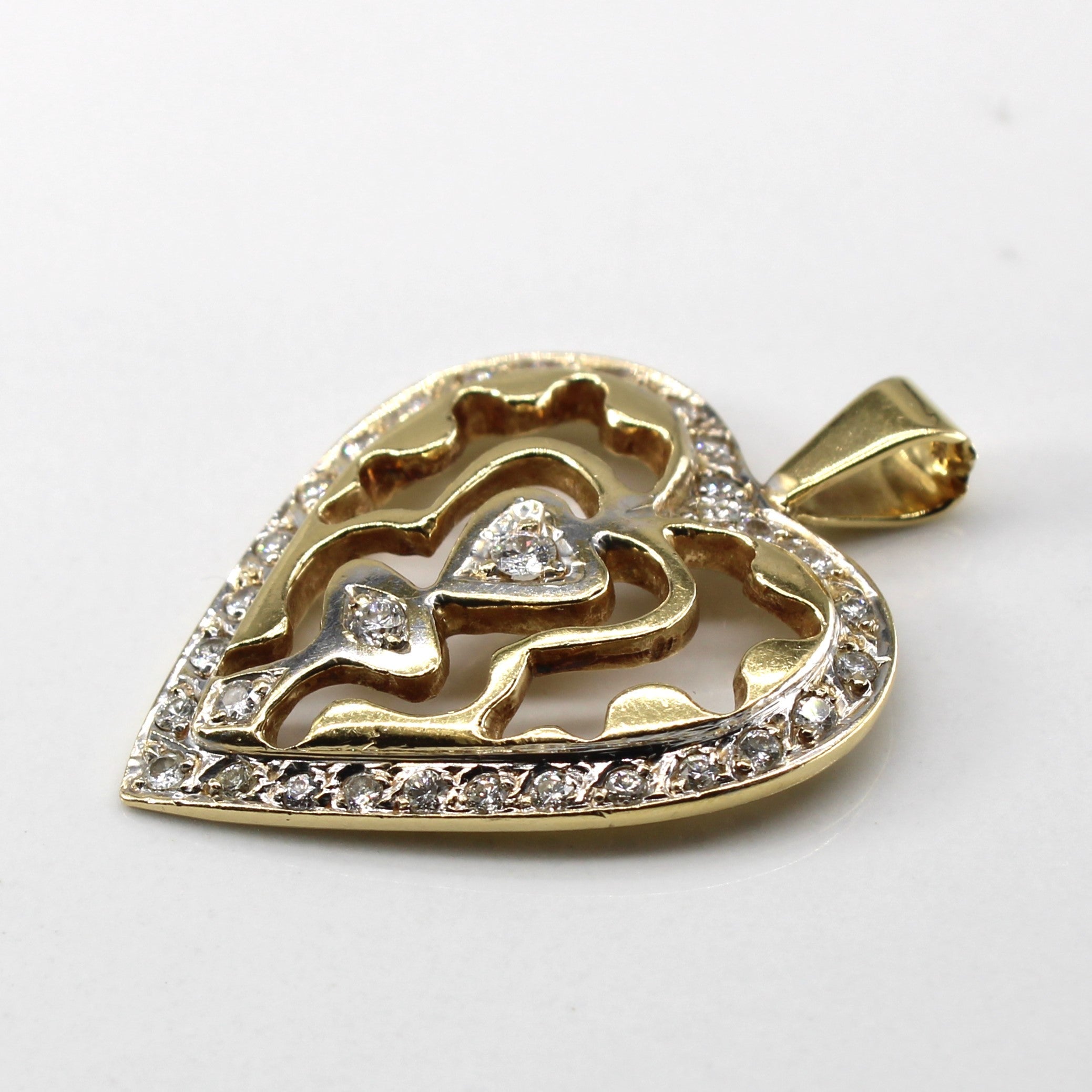 Textured Heart Diamond Pendant | 0.55ctw |