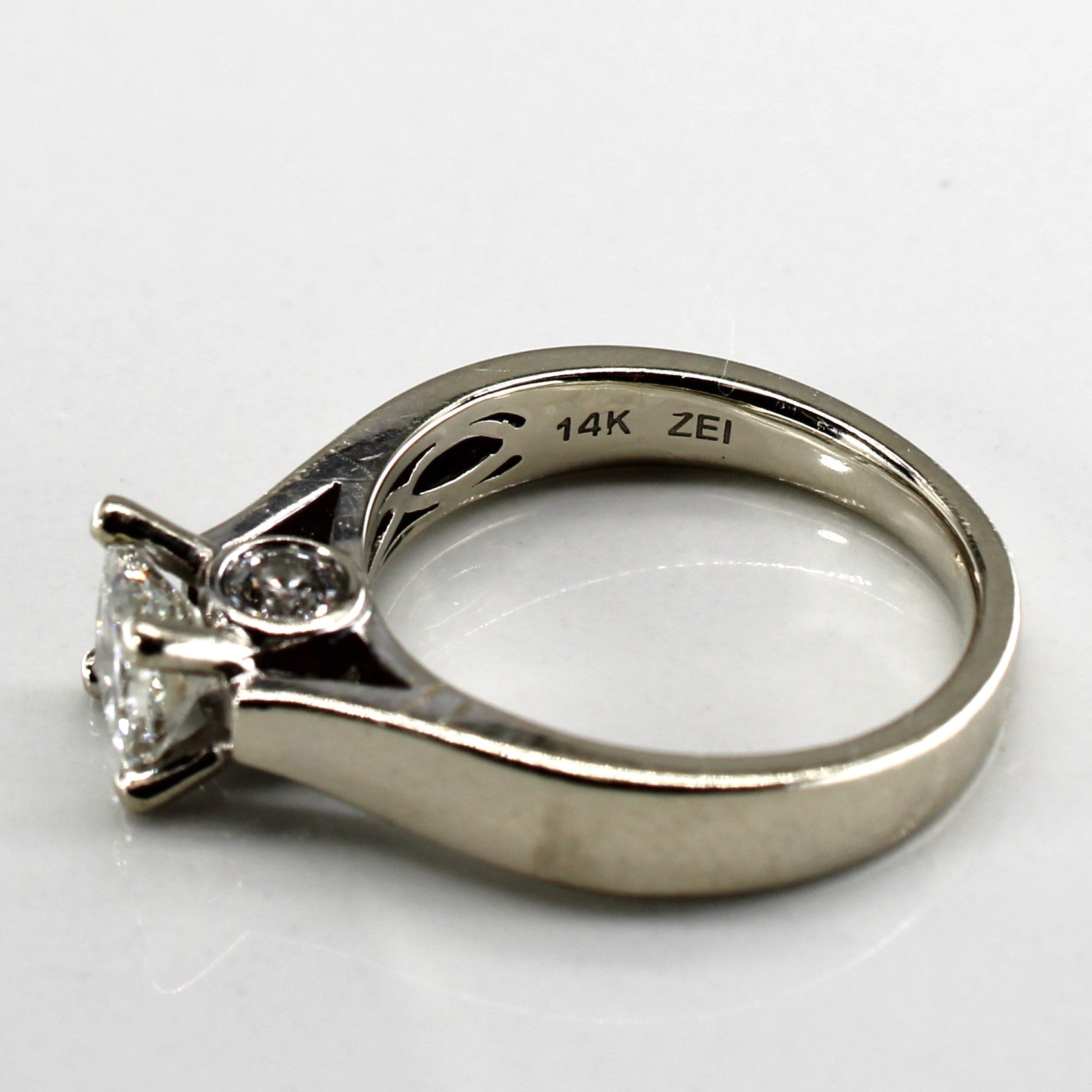 Princess Cut Solitaire With Hidden Diamonds 14k Ring | 0.71ctw and 0.25 ctw | SZ 6 |