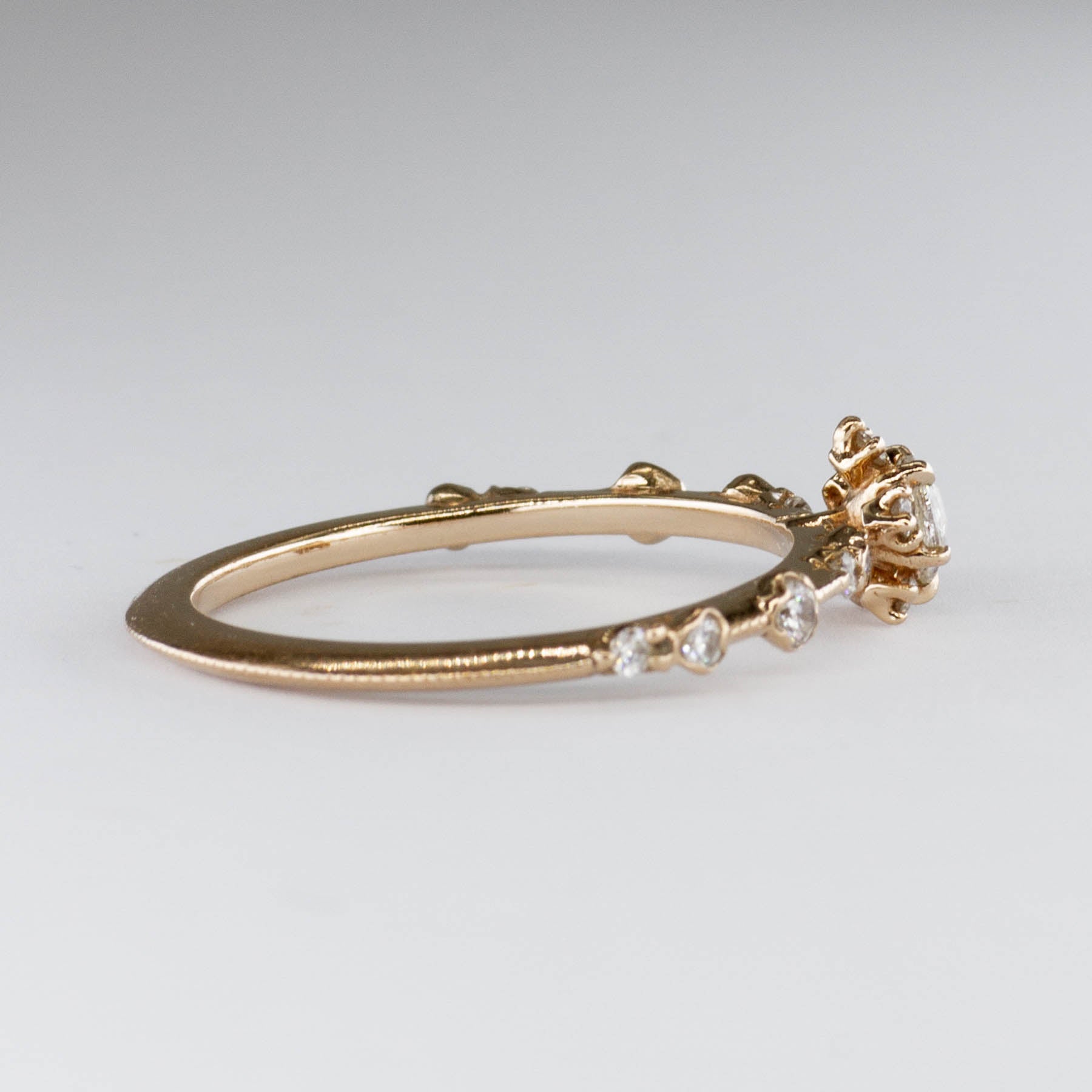 Bague de fiançailles solitaire en or 18 carats avec diamant taille rose et diamant d'accent | 0,35 ct | Taille 5,75 | 