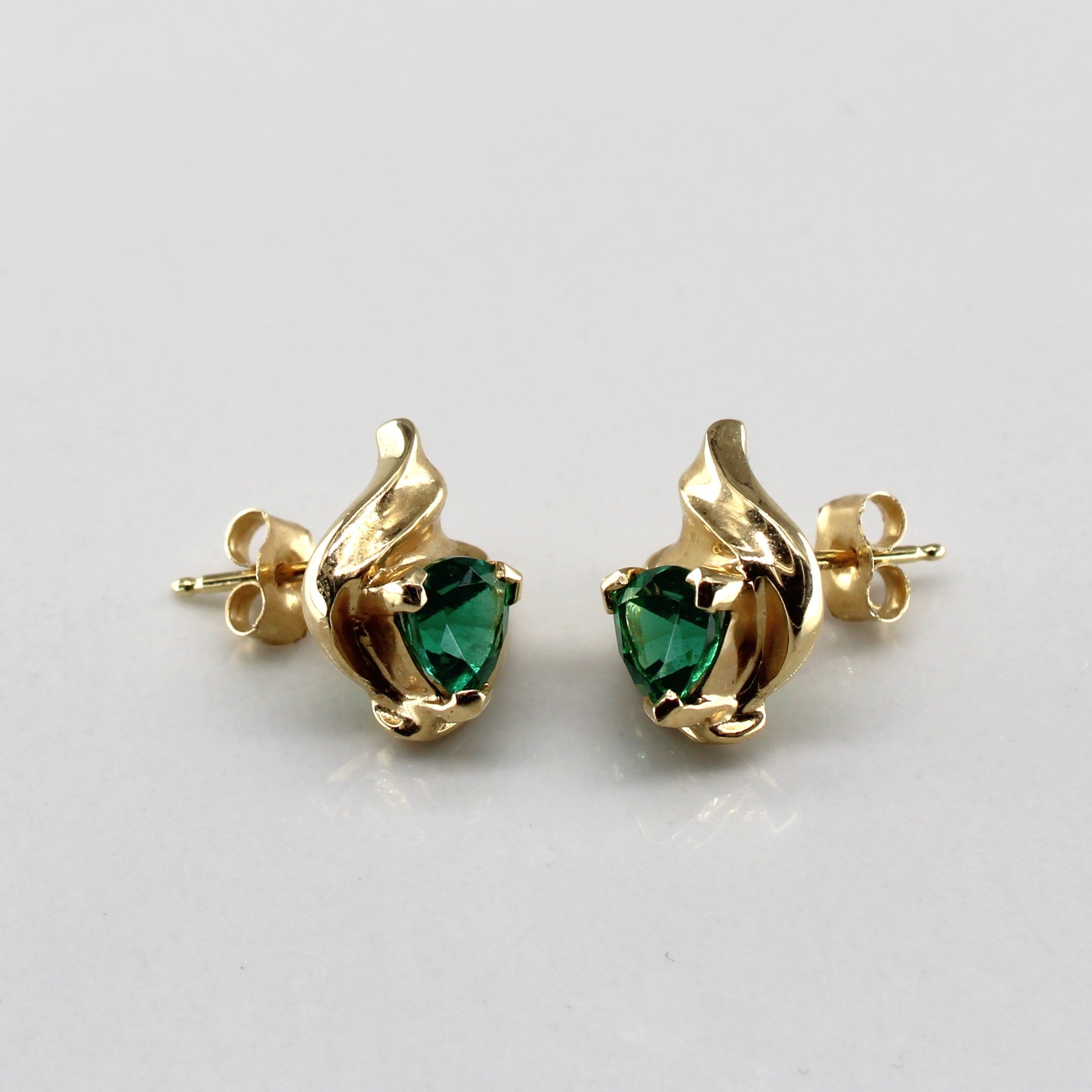 Diamond & Synthetic Emerald 14k Studs | 0.016ctw, 0.46ctw |