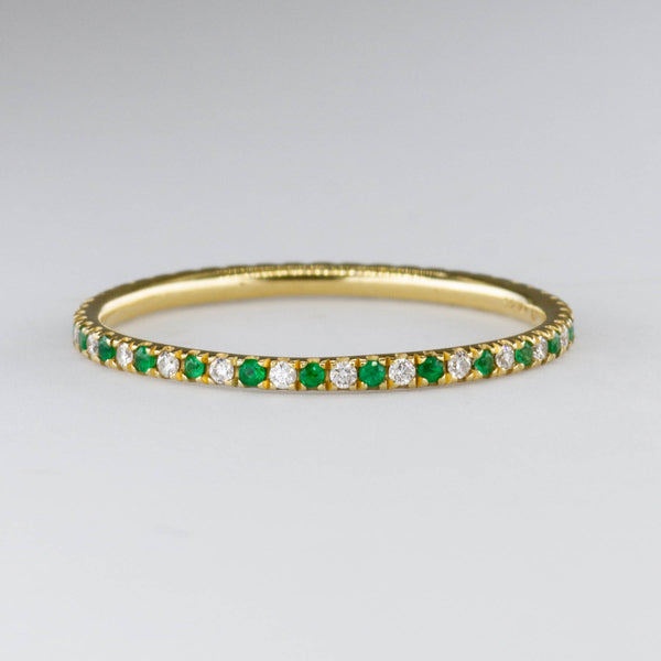 Emerald & Diamond Eternity 18K Ring | 0.075ctw, 0.075ctw | SZ 7.5 |