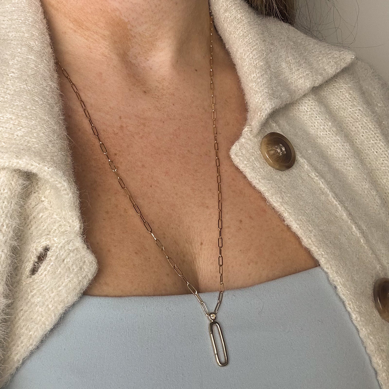 Collier pendentif ovale en diamant | 0,10 ct | 61 cm | 