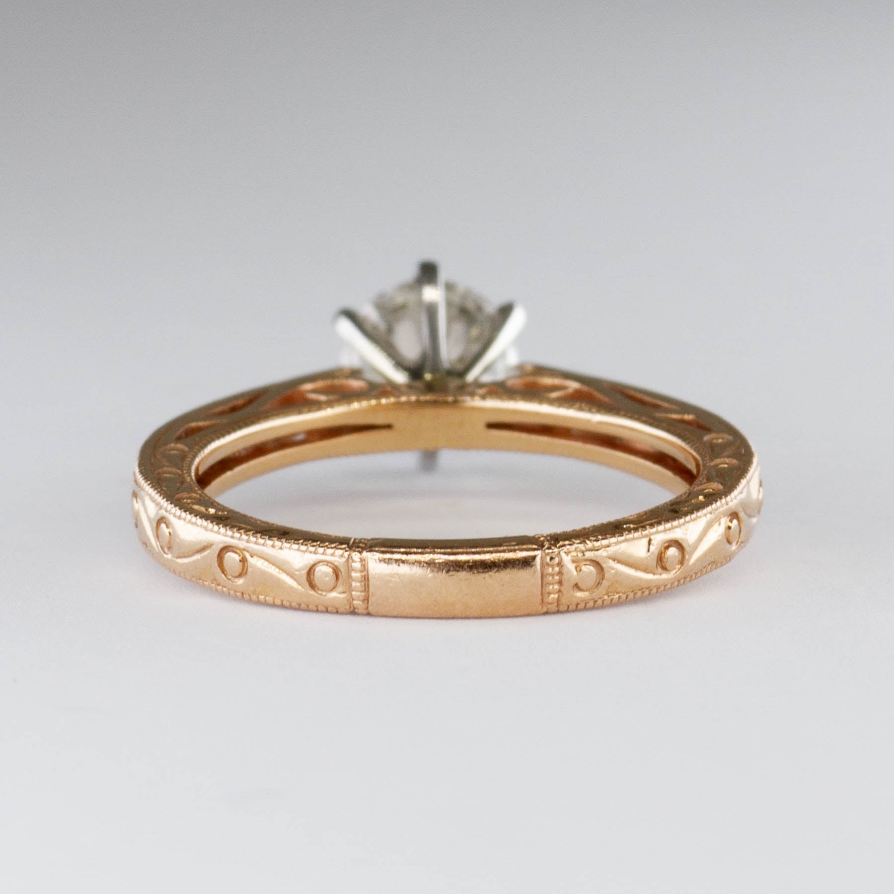 Scroll and Milgrain Design 6-Prong Diamond Engagement Ring | 0.65ctw VS1 G Ex | SZ 4 |
