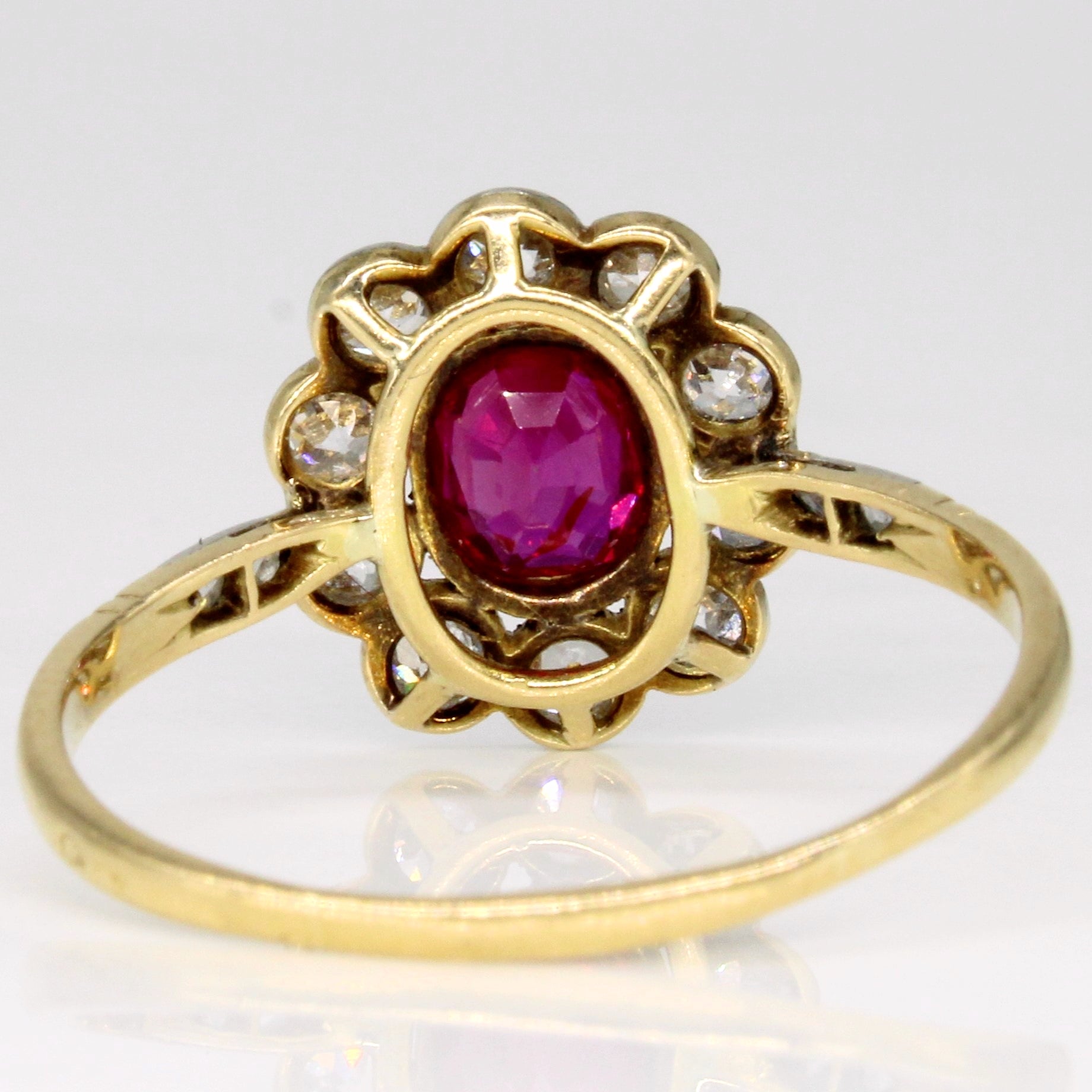Antique Ruby & Diamond Halo Ring | 0.82ct, 0.78ctw | SZ 10 |