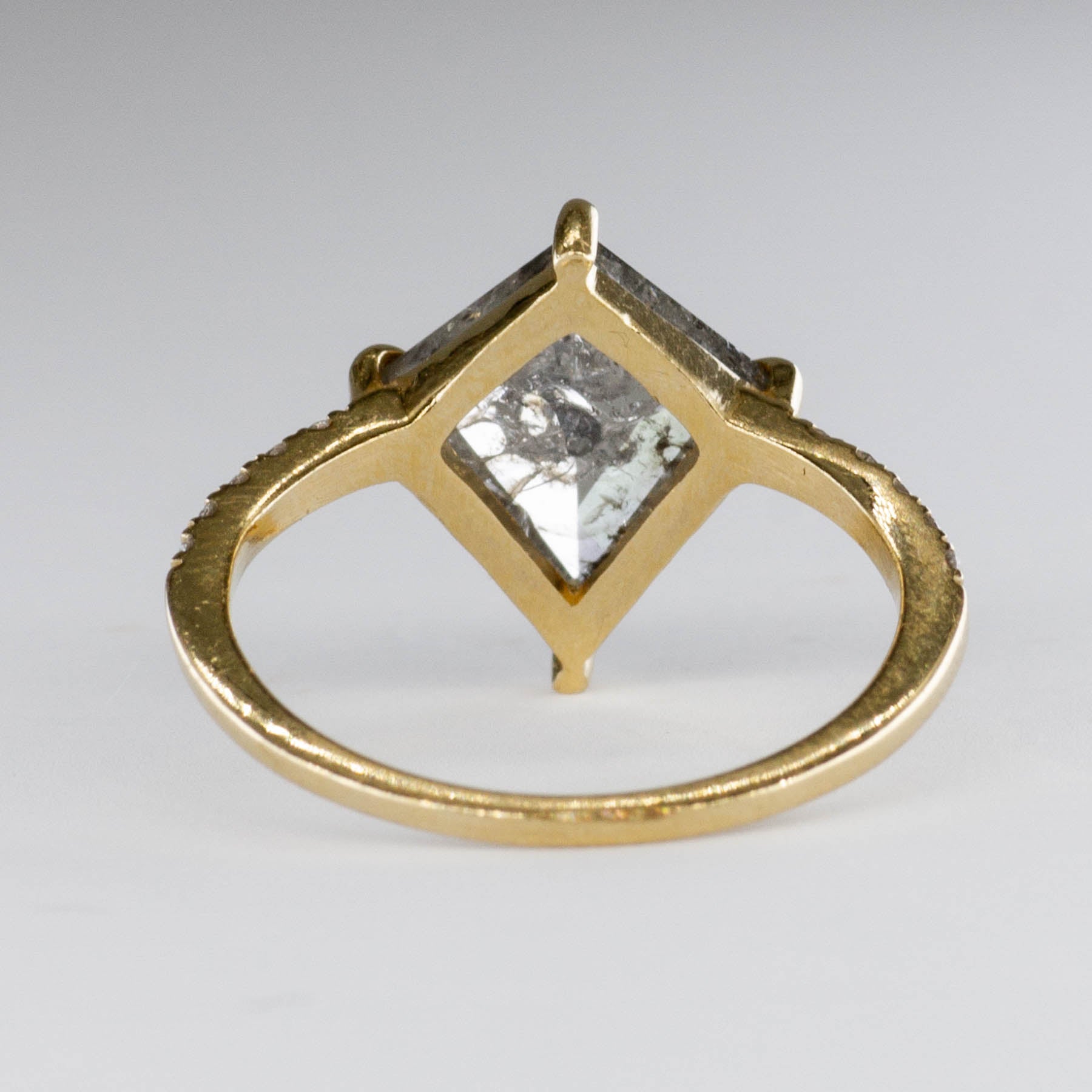 Kite Cut Salt and Pepper Diamond with Accent Diamonds 18k  | 2.10 ctw, 0.1ctw | SZ 5 |