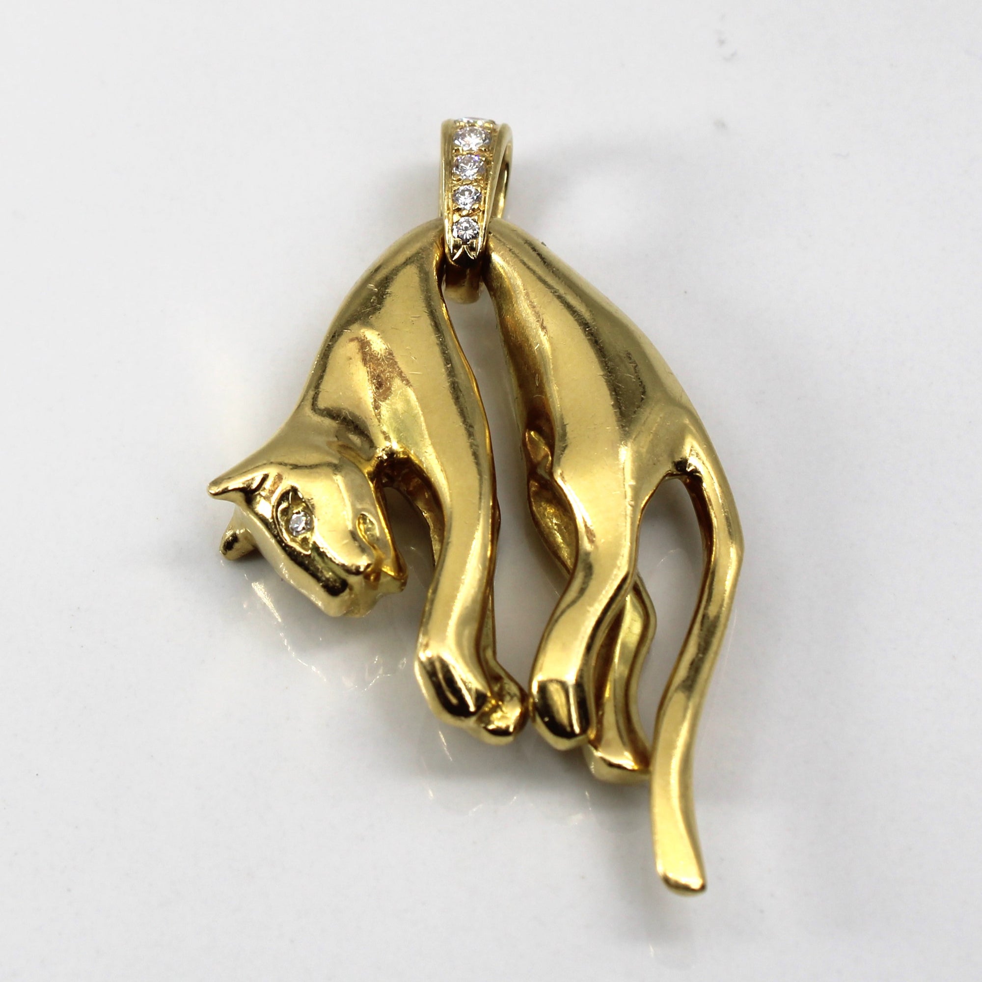 Yellow Gold Panther Pendant with Diamonds | 0.18ctw |